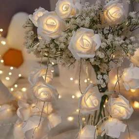 LED White Rose String Lights