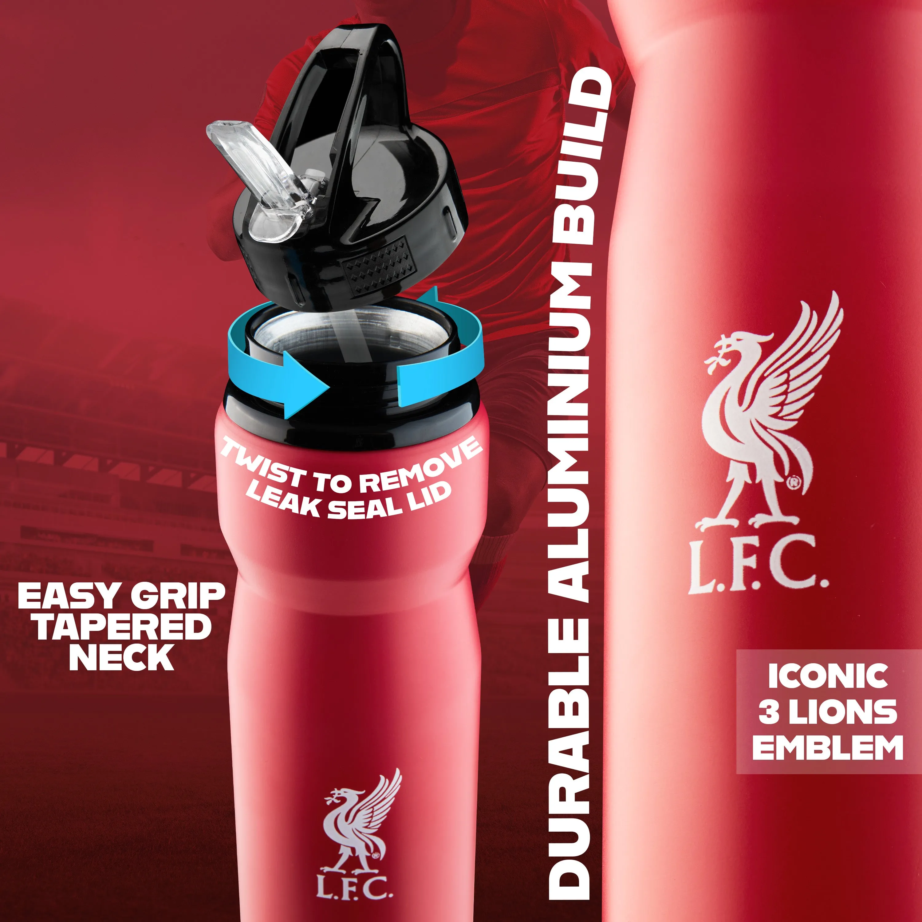 Liverpool FC Water Bottle with Straw - Metal Water Bottle for Football Fans