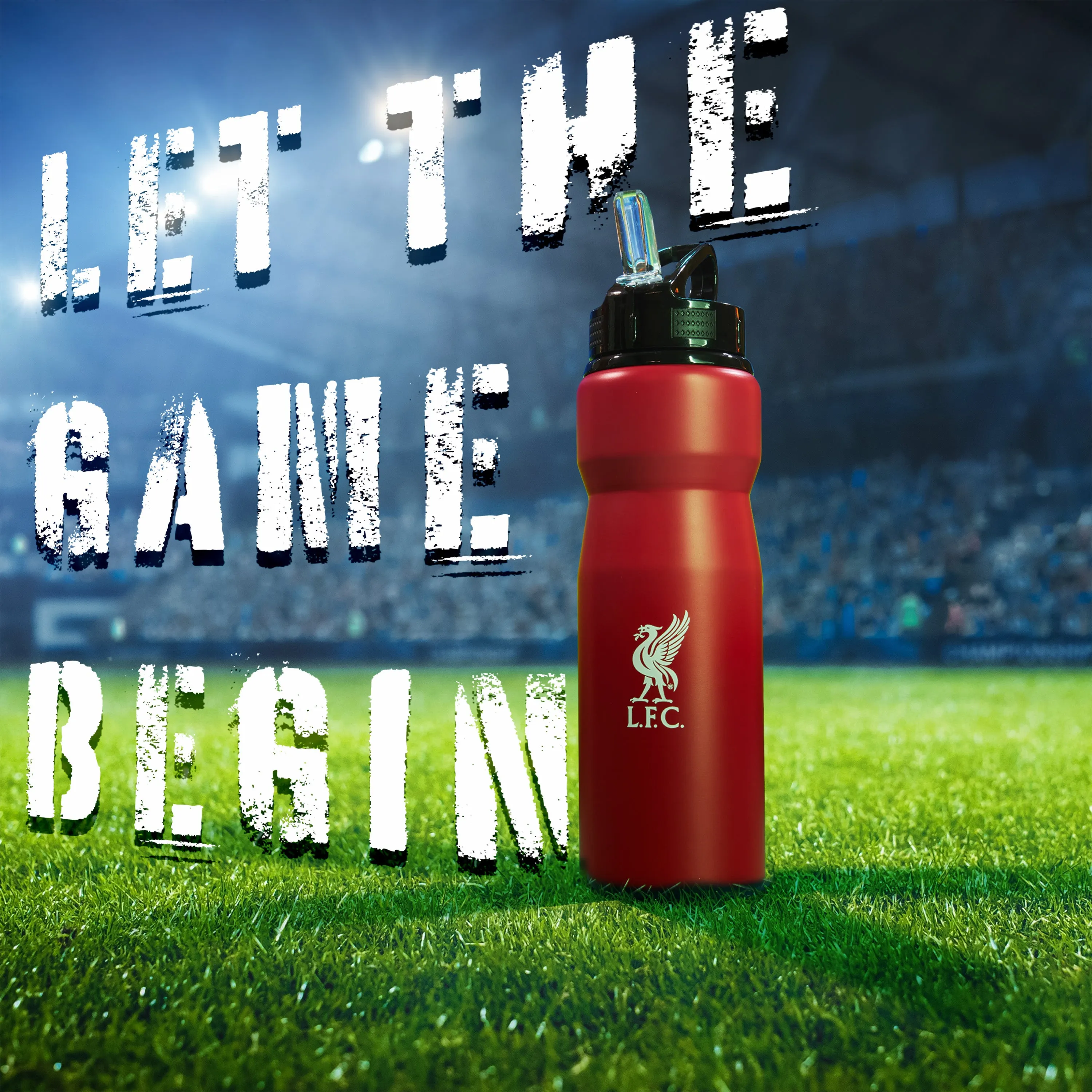 Liverpool FC Water Bottle with Straw - Metal Water Bottle for Football Fans