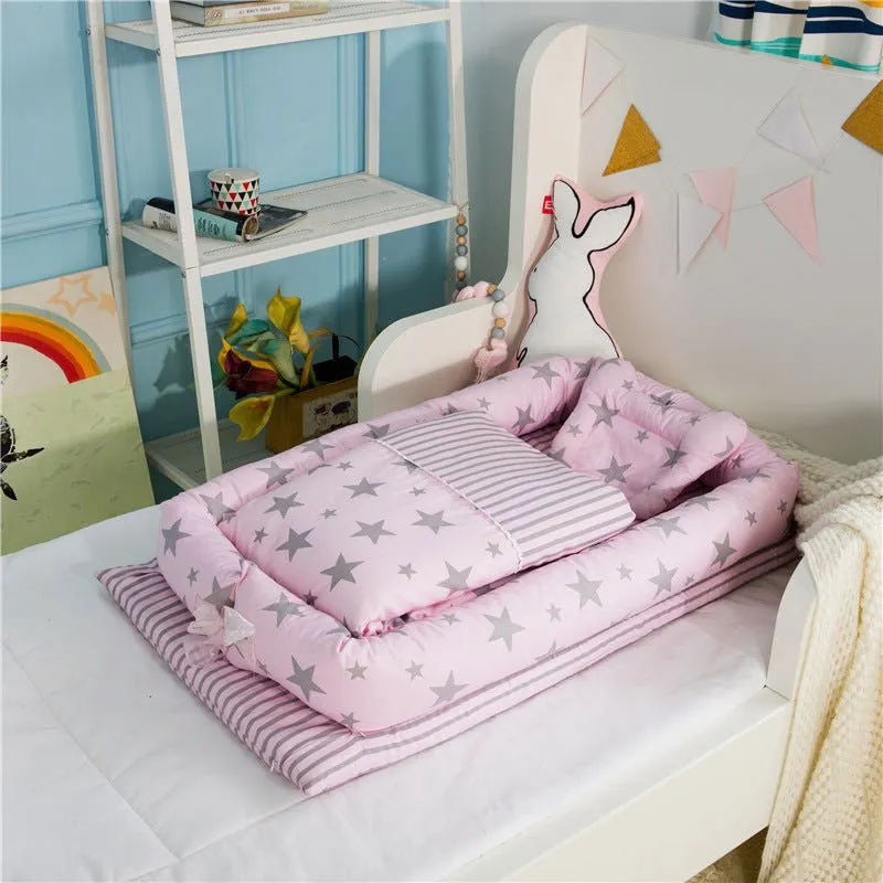 LovelyRLovely Anti-Pressure Newborn Foldable Portable Crib Middle Bed