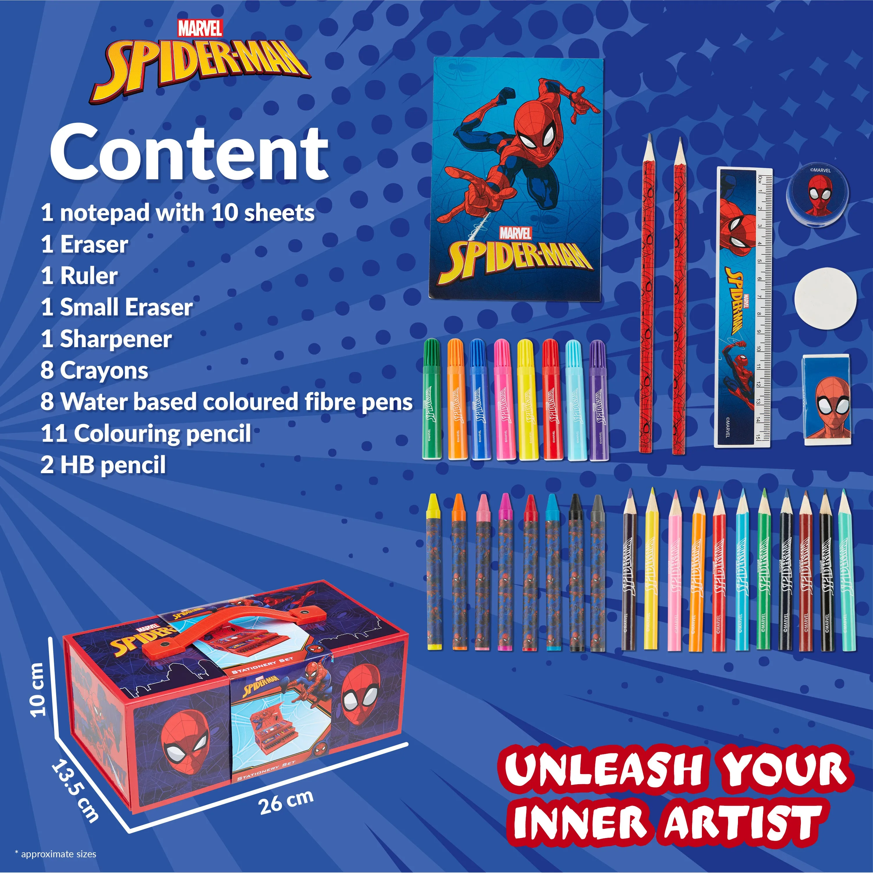 Marvel Spiderman Art Sets for Kids with Crayons, Markers & Colouring Pencils