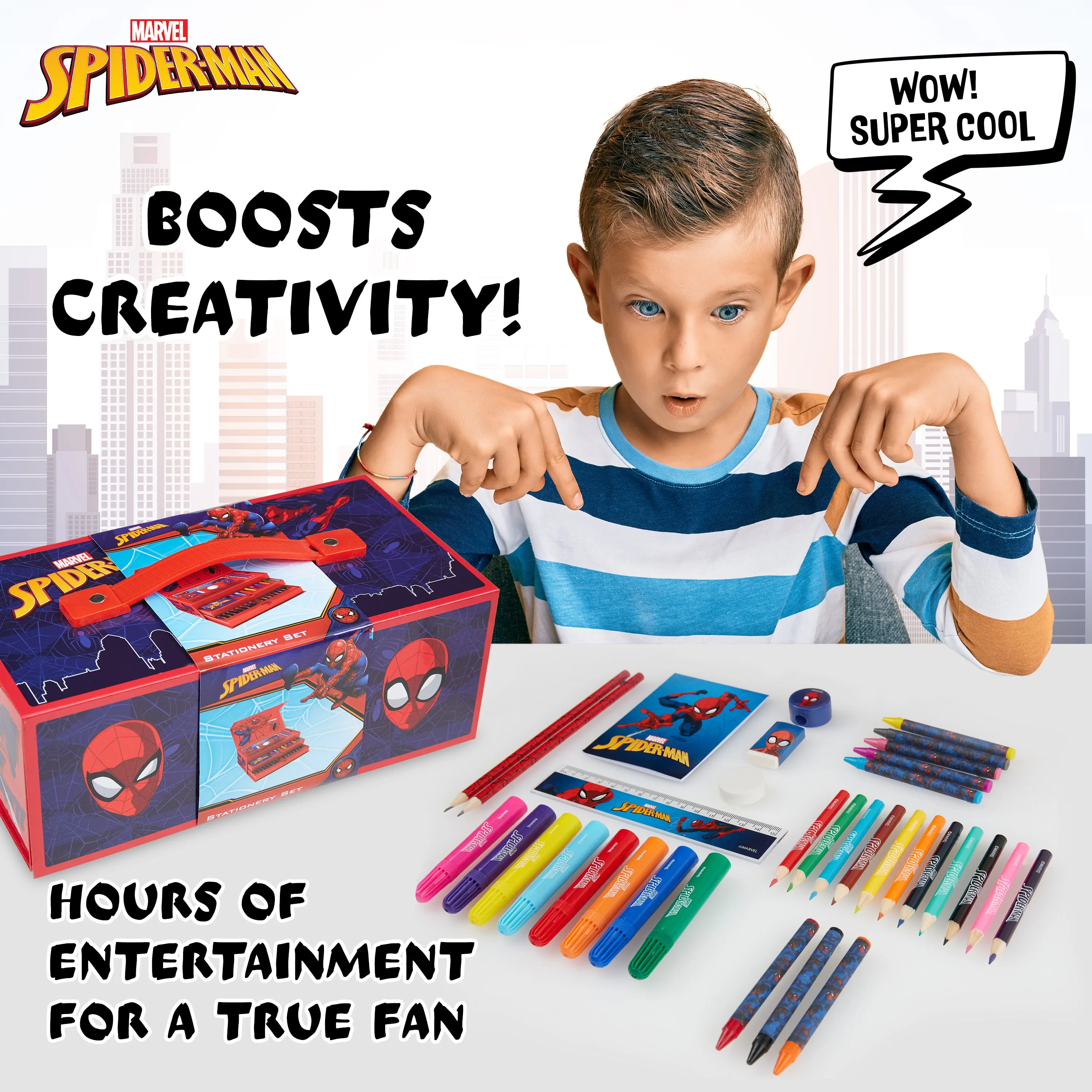 Marvel Spiderman Art Sets for Kids with Crayons, Markers & Colouring Pencils