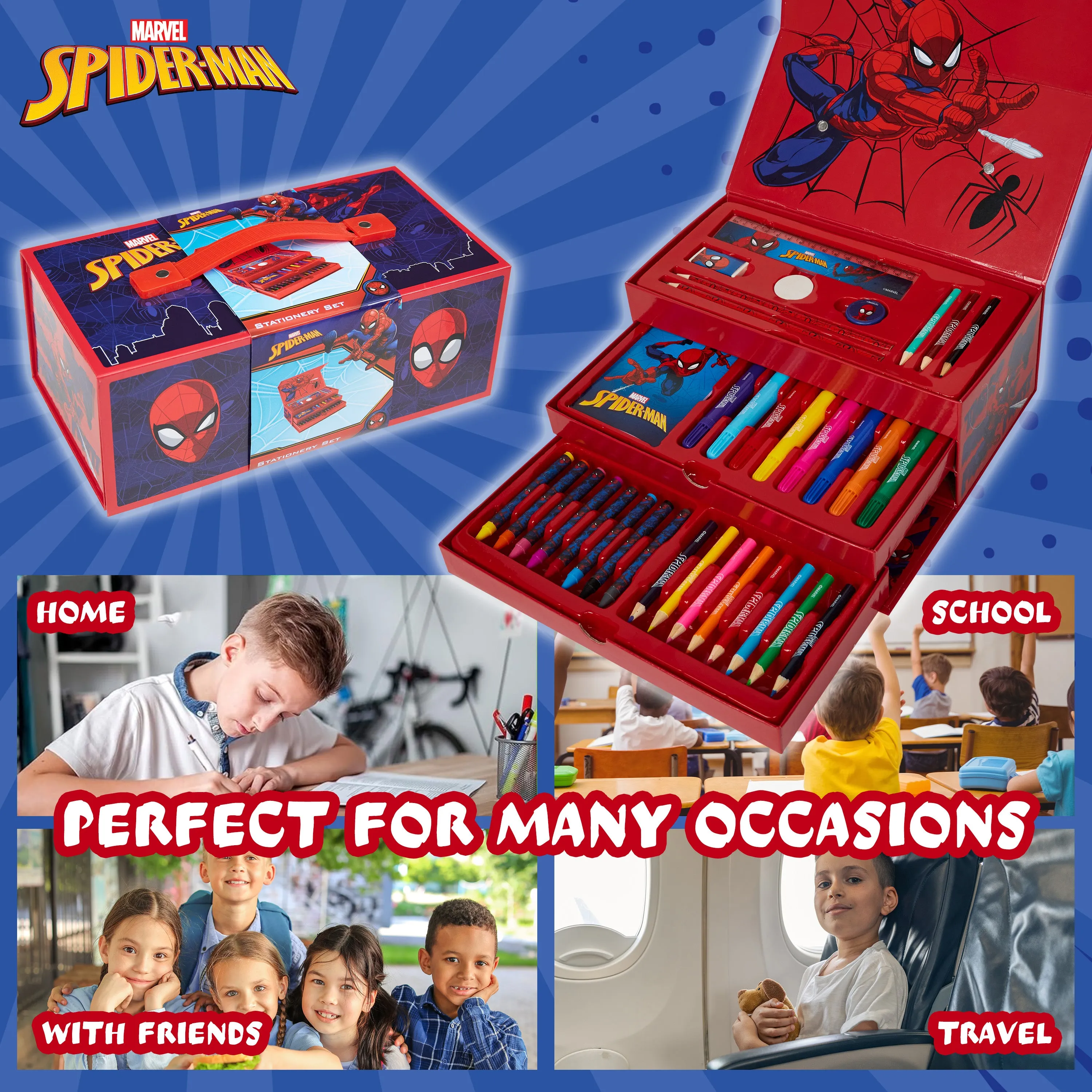 Marvel Spiderman Art Sets for Kids with Crayons, Markers & Colouring Pencils