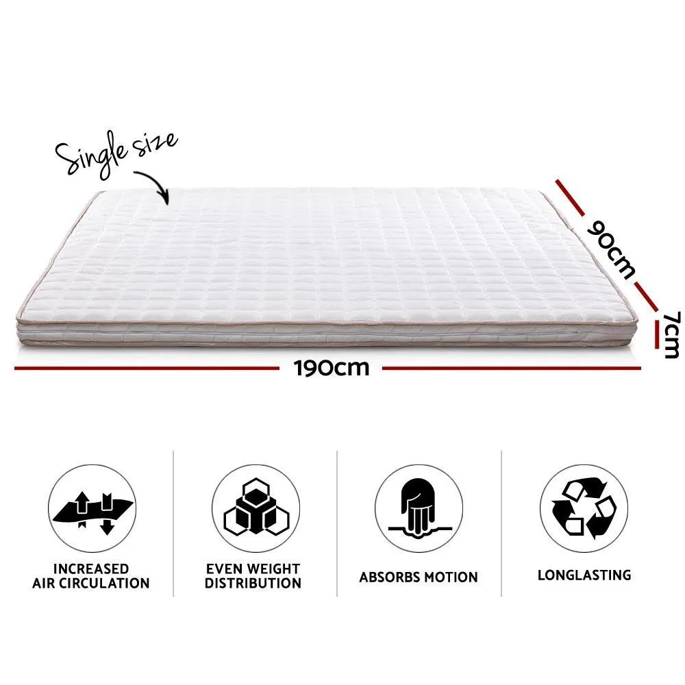 Memory Foam Mattress Topper Bed Underlay Cover Single 7cm