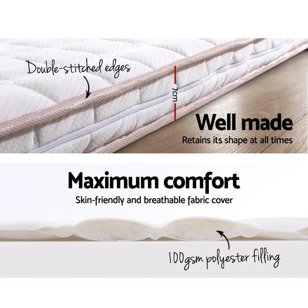 Memory Foam Mattress Topper Bed Underlay Cover Single 7cm