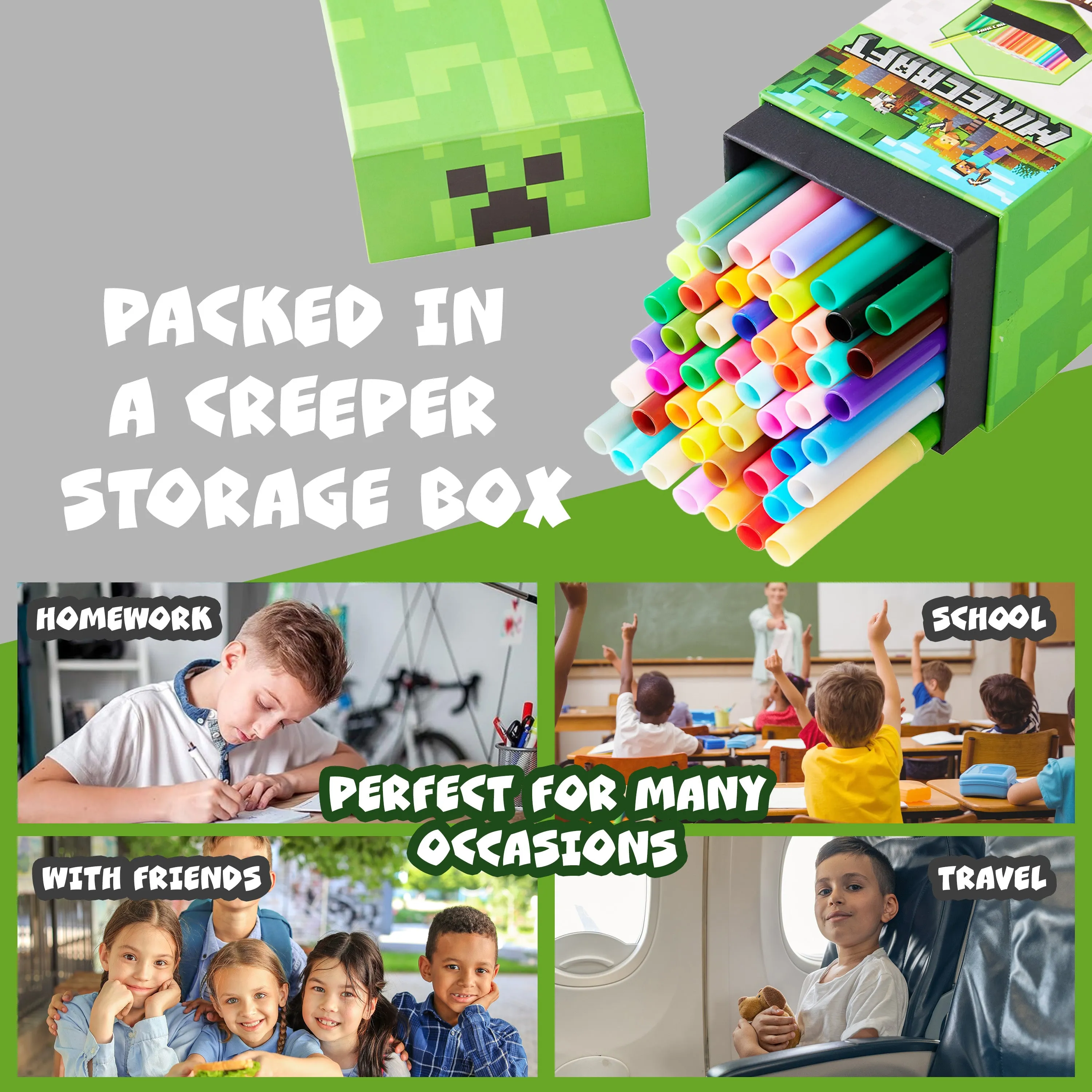 Minecraft Colouring Pens for Kids - 48 Pieces