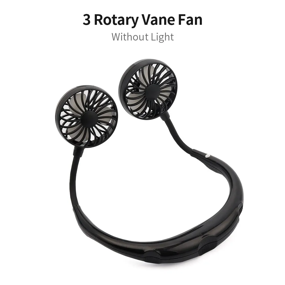 Mini Portable Hanging Neckband Fan USB Rechargeable Double Fans Air Cooler Conditioner Colorful Aroma Electric Desk Fan For Room XH