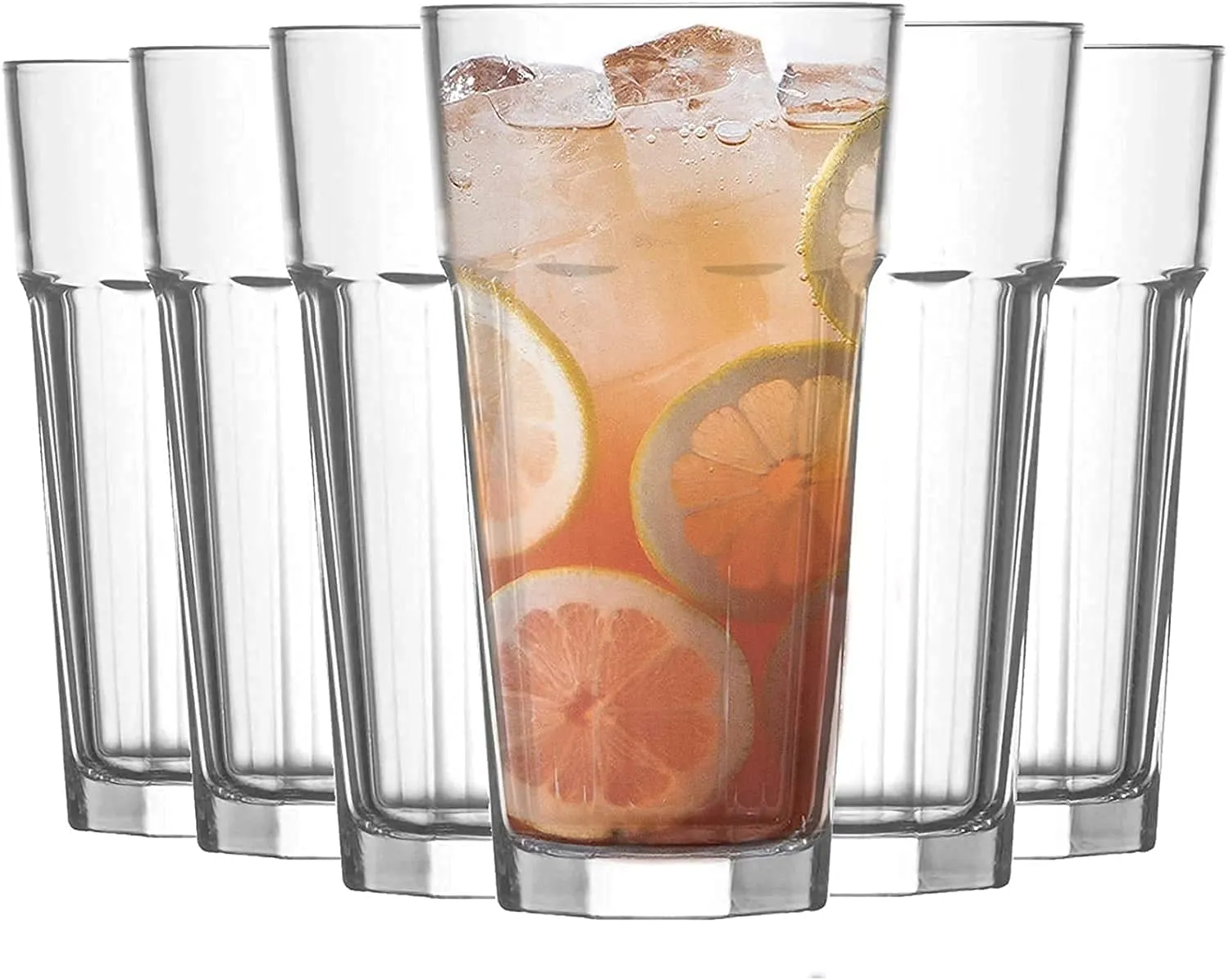 MULTI ZONE 400 ML Water Glass Tumbler Highball Glasses Clear Iced Tea and Glasses for Drinking Cocktail, Juice, Milkshake, Coke, Soda, Dishwasher Safe Pack of 6