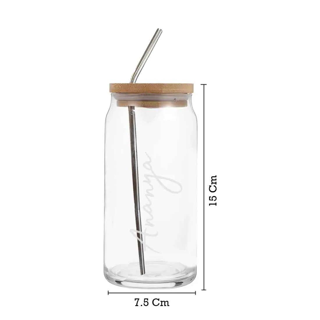 Nutcase Customized Can Shaped Glasses with Bamboo Lid and Metal Straw