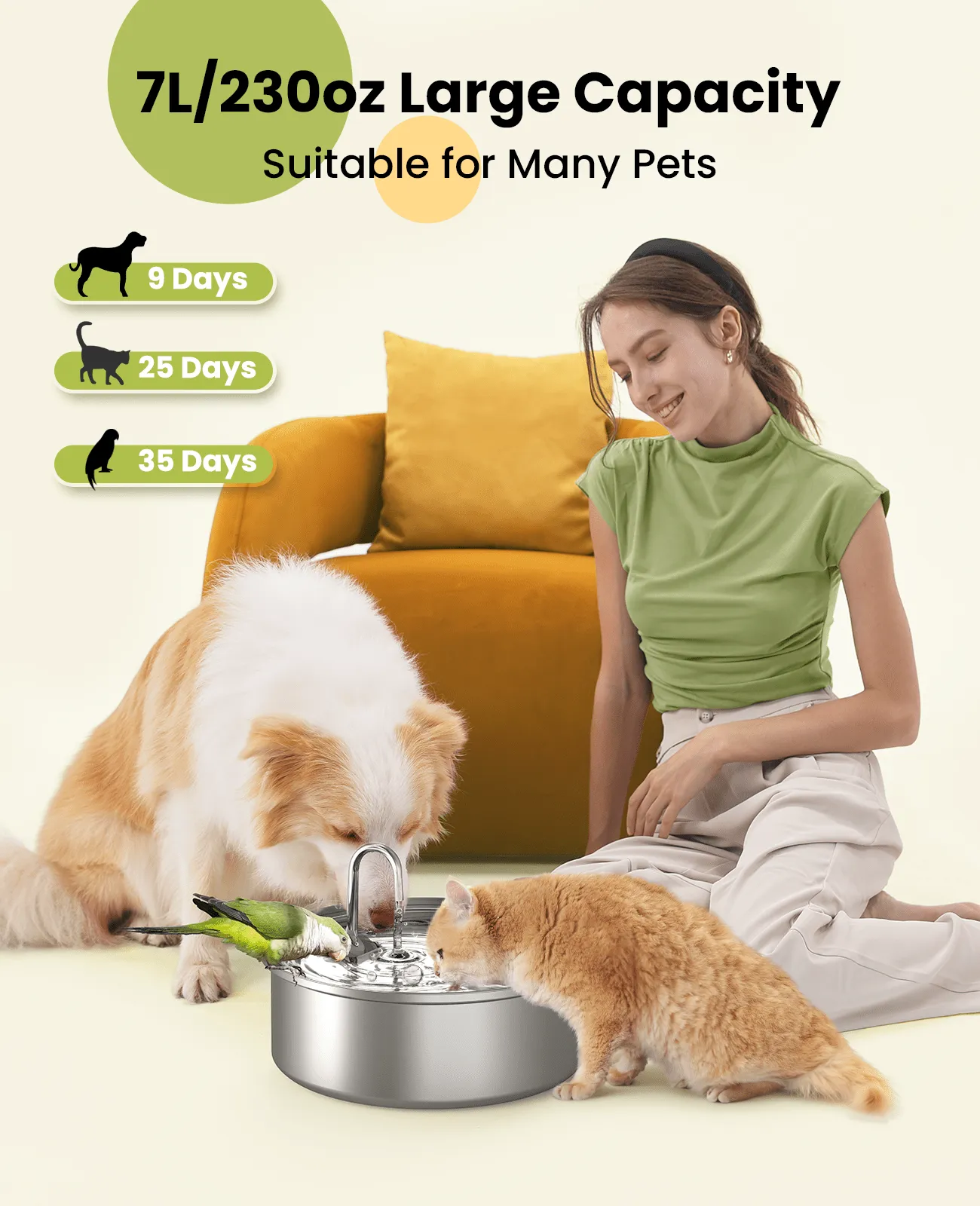 Oneisall LM2 Pet Grooming Vacuum Kit & 7L Dog Water Fountain Set