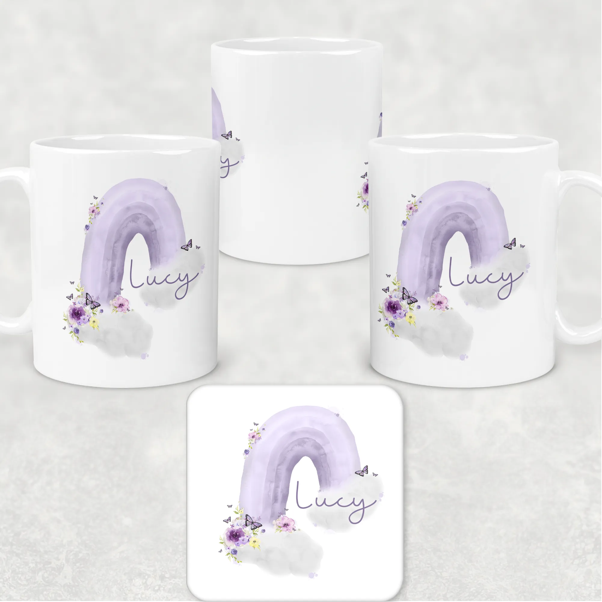 Pastel Wonky Rainbow Mug & Coaster