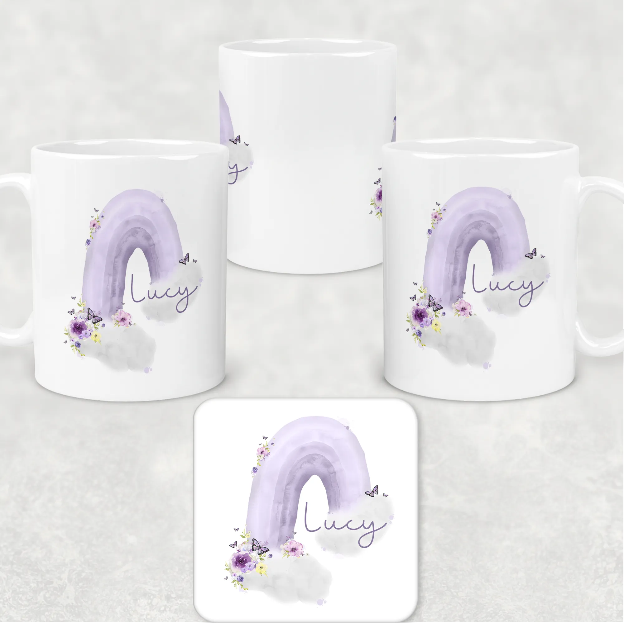 Pastel Wonky Rainbow Mug & Coaster