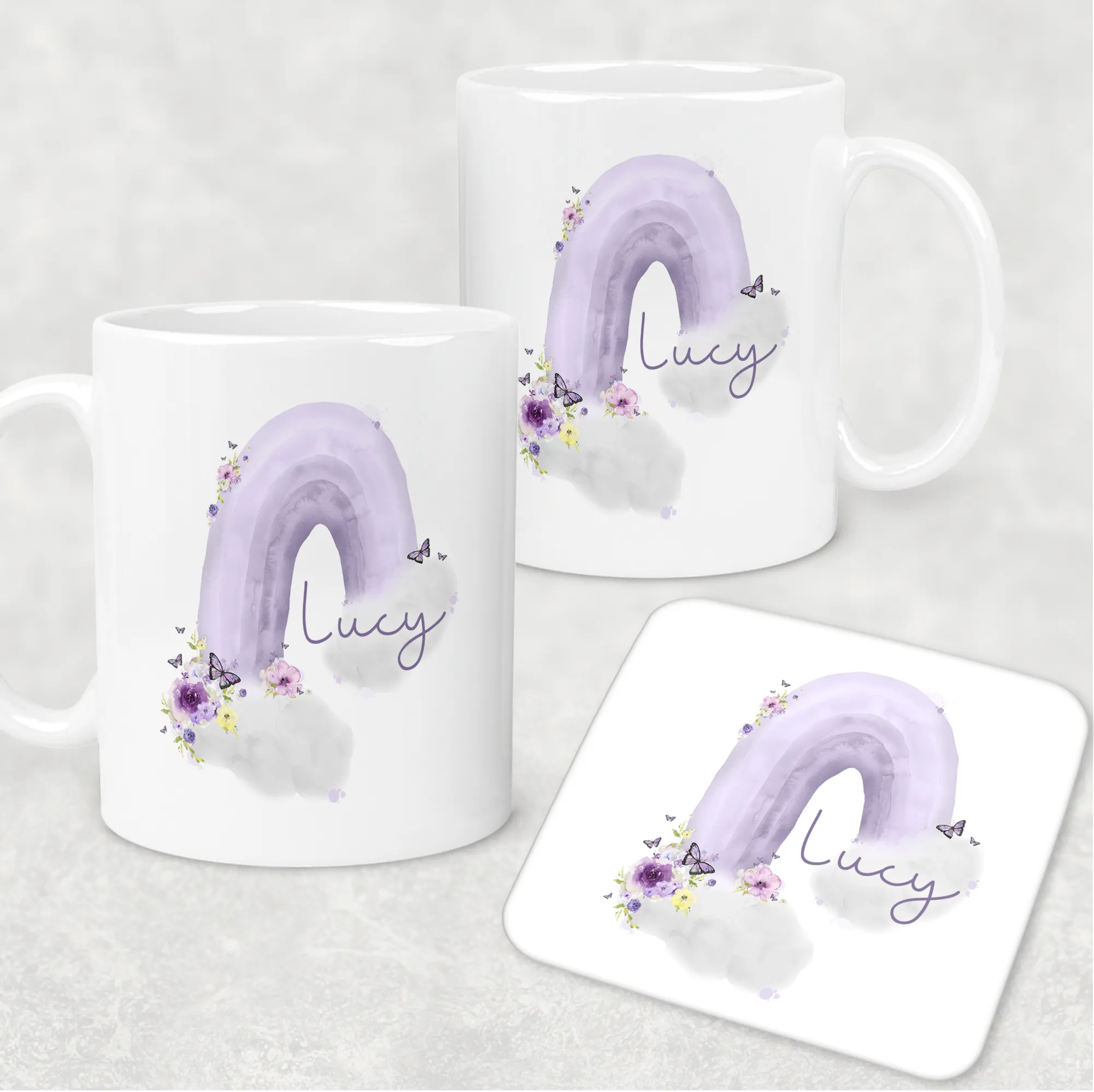 Pastel Wonky Rainbow Mug & Coaster