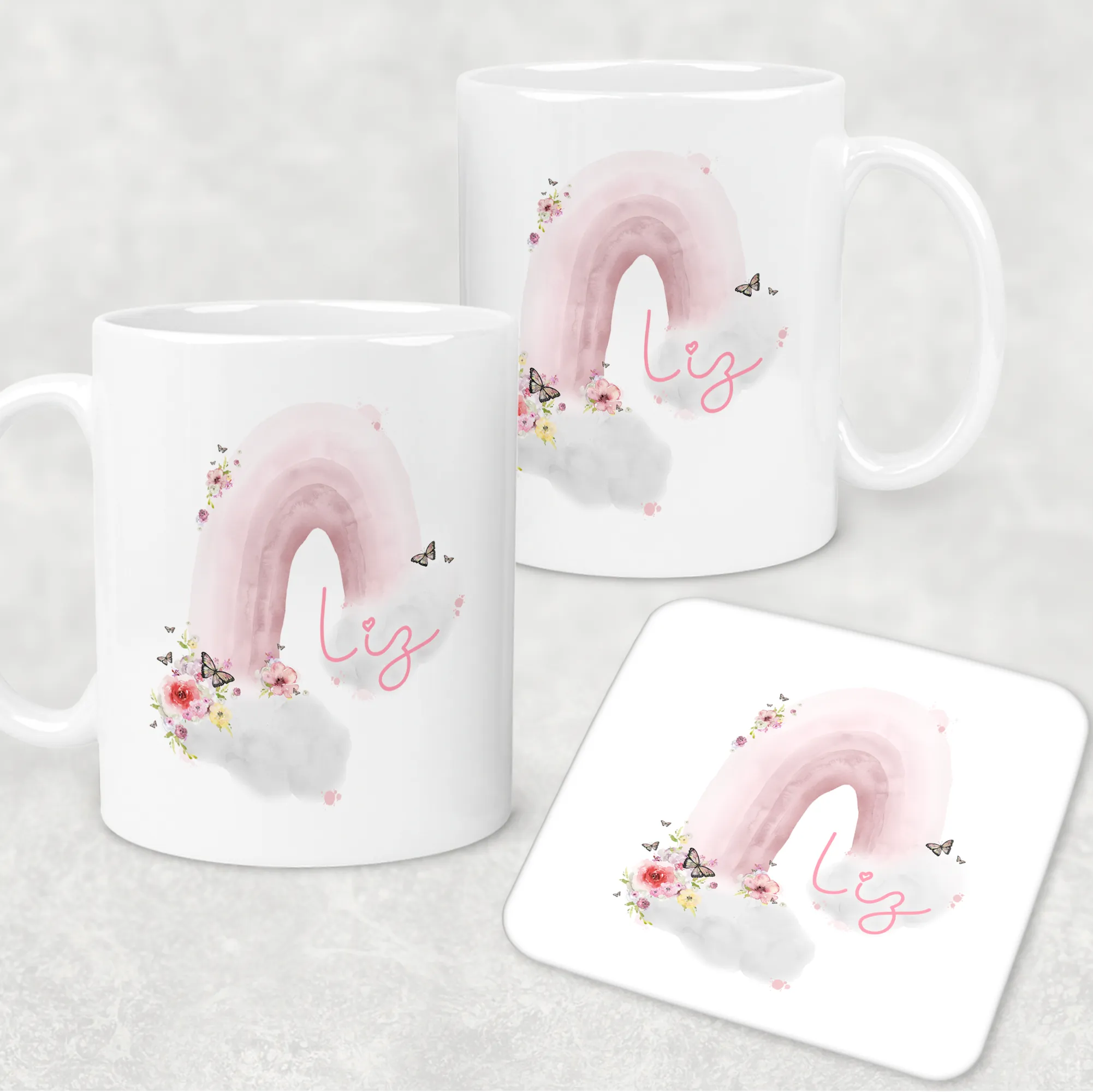 Pastel Wonky Rainbow Mug & Coaster