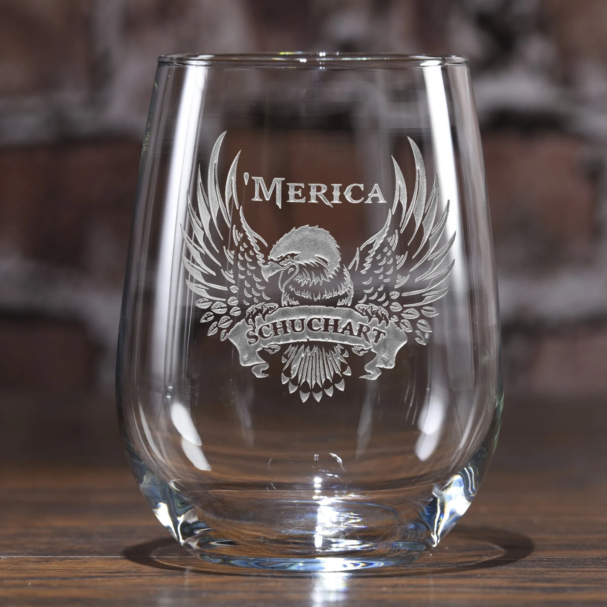 Patriotic USA 'Merica Stemless Wine Glass