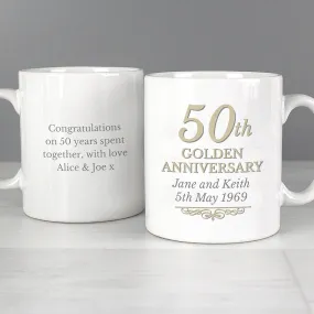 Personalised 50th Golden Anniversary Mug Set