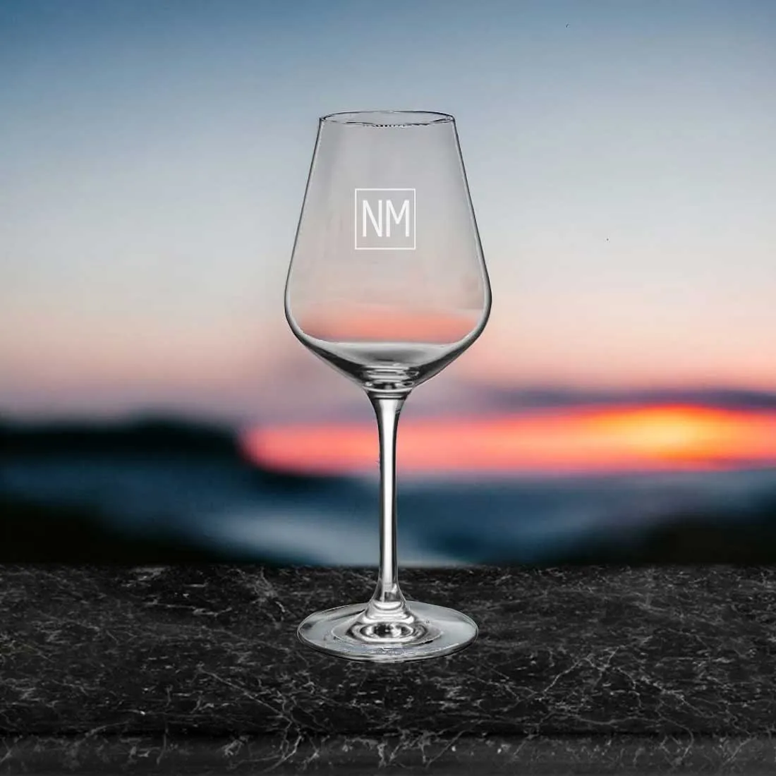 Personalised Wine Goblet Engraved with Initial - Premium Wine Glasses