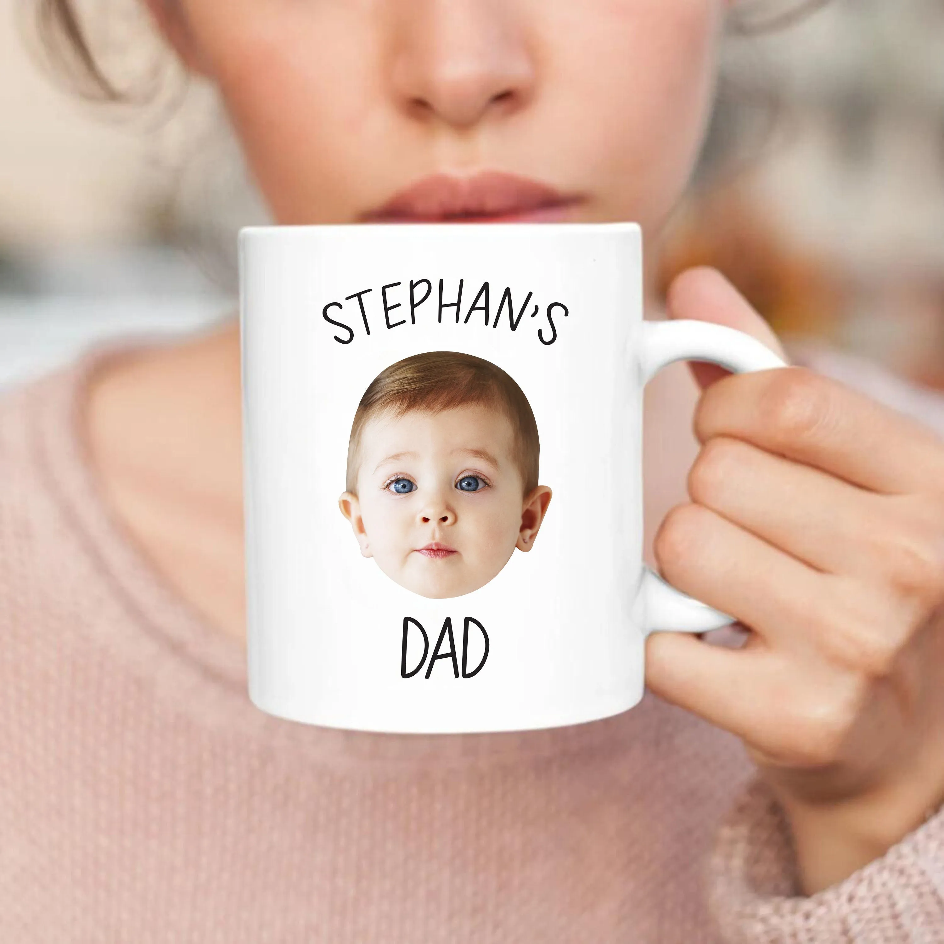 Personalized Baby Photo Mug, Custom Baby Face Mug, Father's Day Gift, Baby Face Coffee Cup, Grandpa Mug Gift, Dad Birthday Gift, Funny Gift