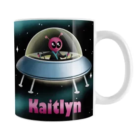 Personalized Pink Alien Spaceship Mug