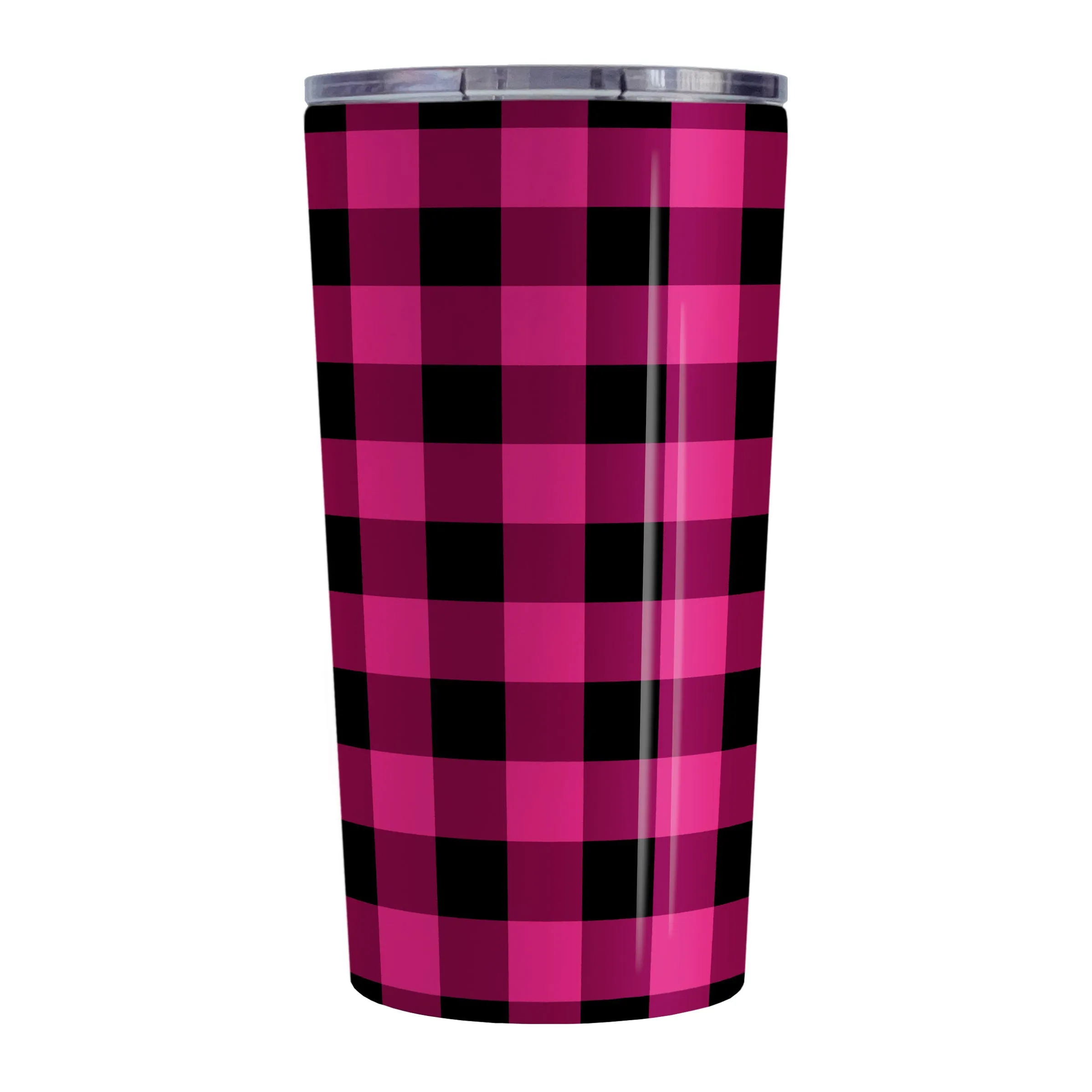 Pink and Black Buffalo Plaid Tumbler Cup