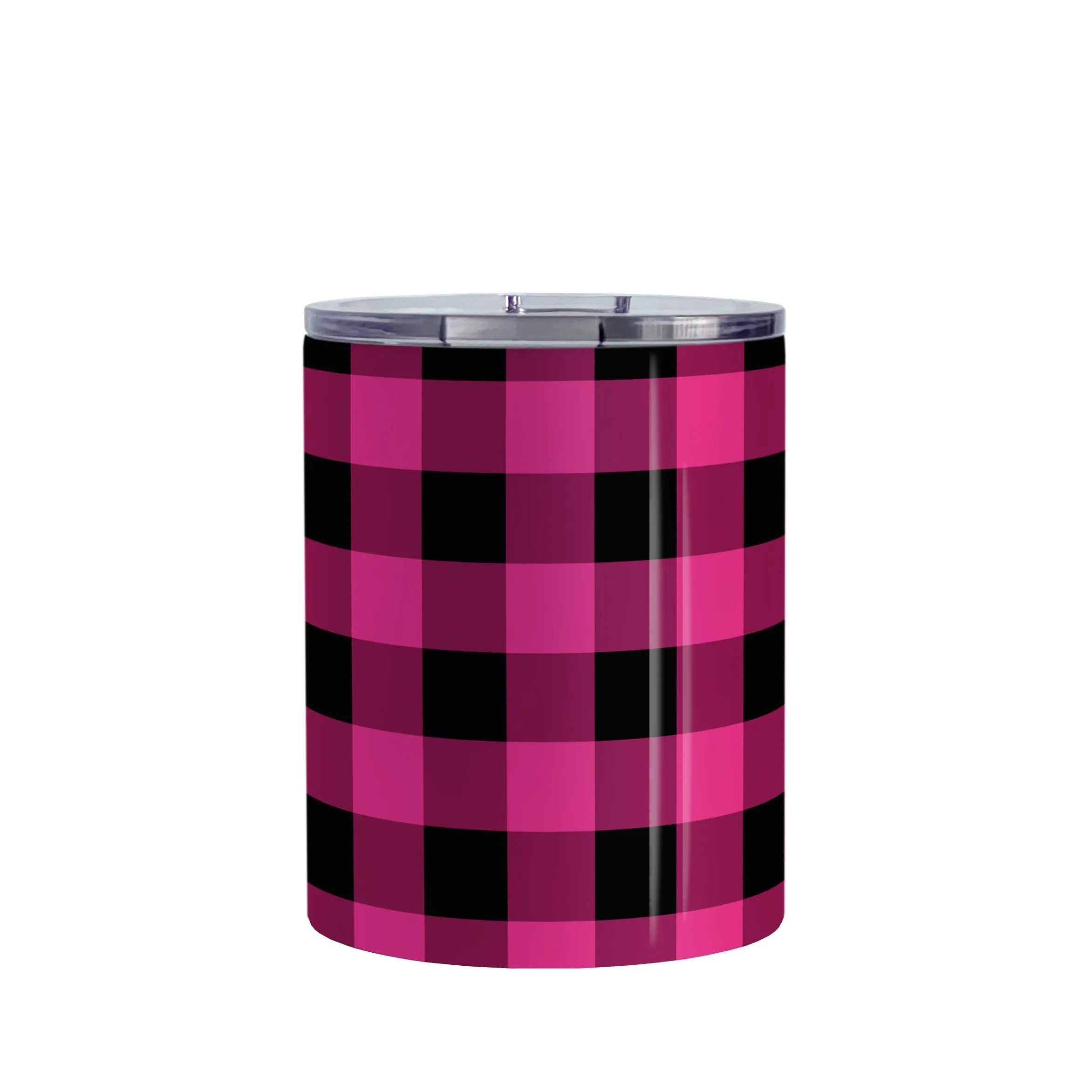 Pink and Black Buffalo Plaid Tumbler Cup