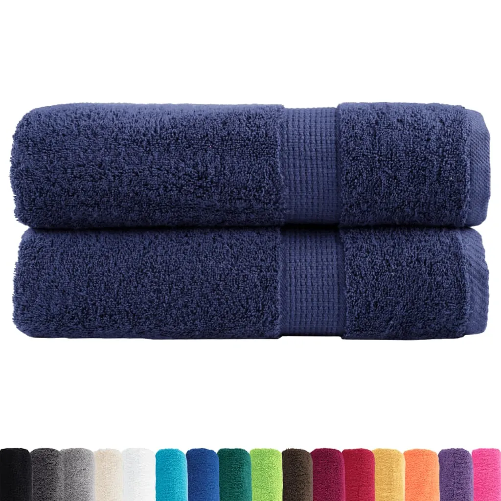 Premium Bath Towels 2pcs Navy Blue 100x150cm 600gsm 100% Cotton