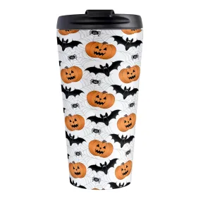 Pumpkins Bats and Spiders Halloween Travel Mug