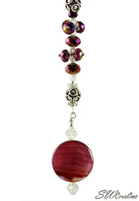 Purple Agate Gemstone Crystal Beaded Fan Pull