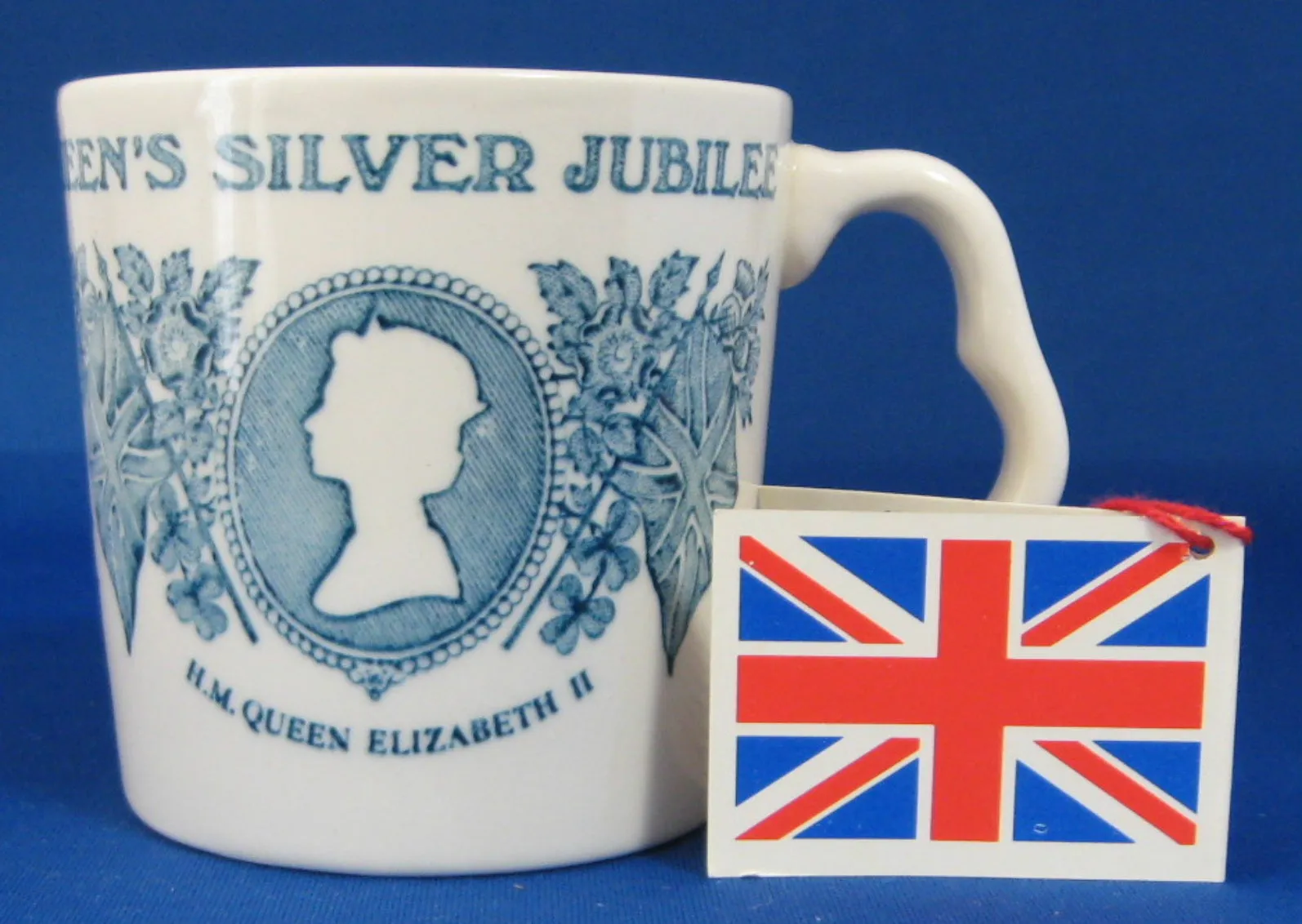 Queen Elizabeth II Mug Teal Transferware Silver Jubilee 1977 New With Tags Masons