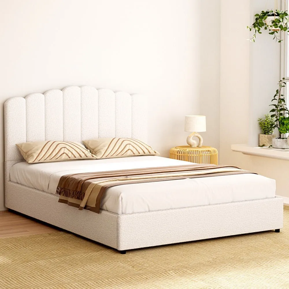 Queen Package | Fion Boucle Storage Bed & Bonita Euro Top Mattress (Medium Firm)