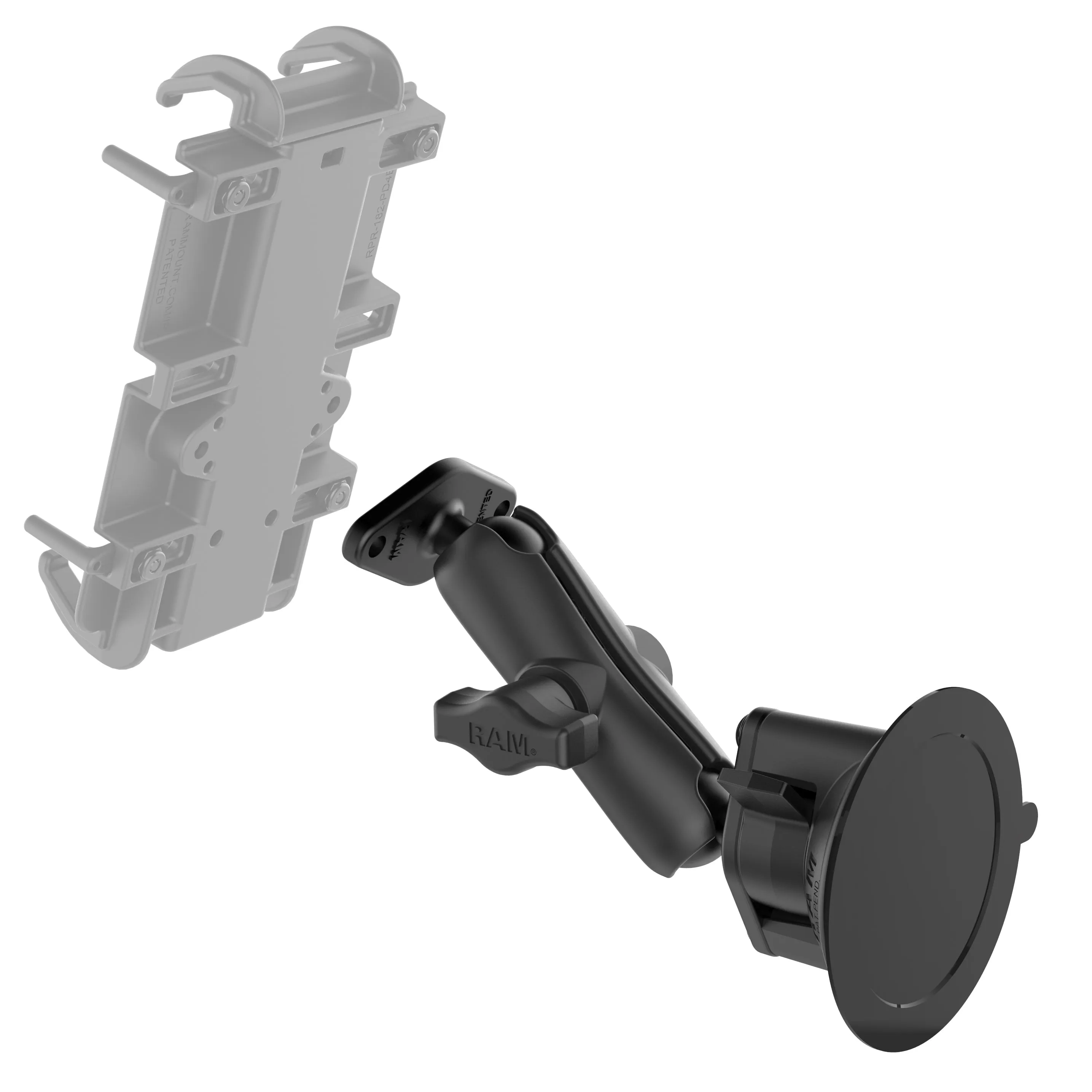 RAM® Twist-Lock™ Suction Cup Double Ball Mount - Medium