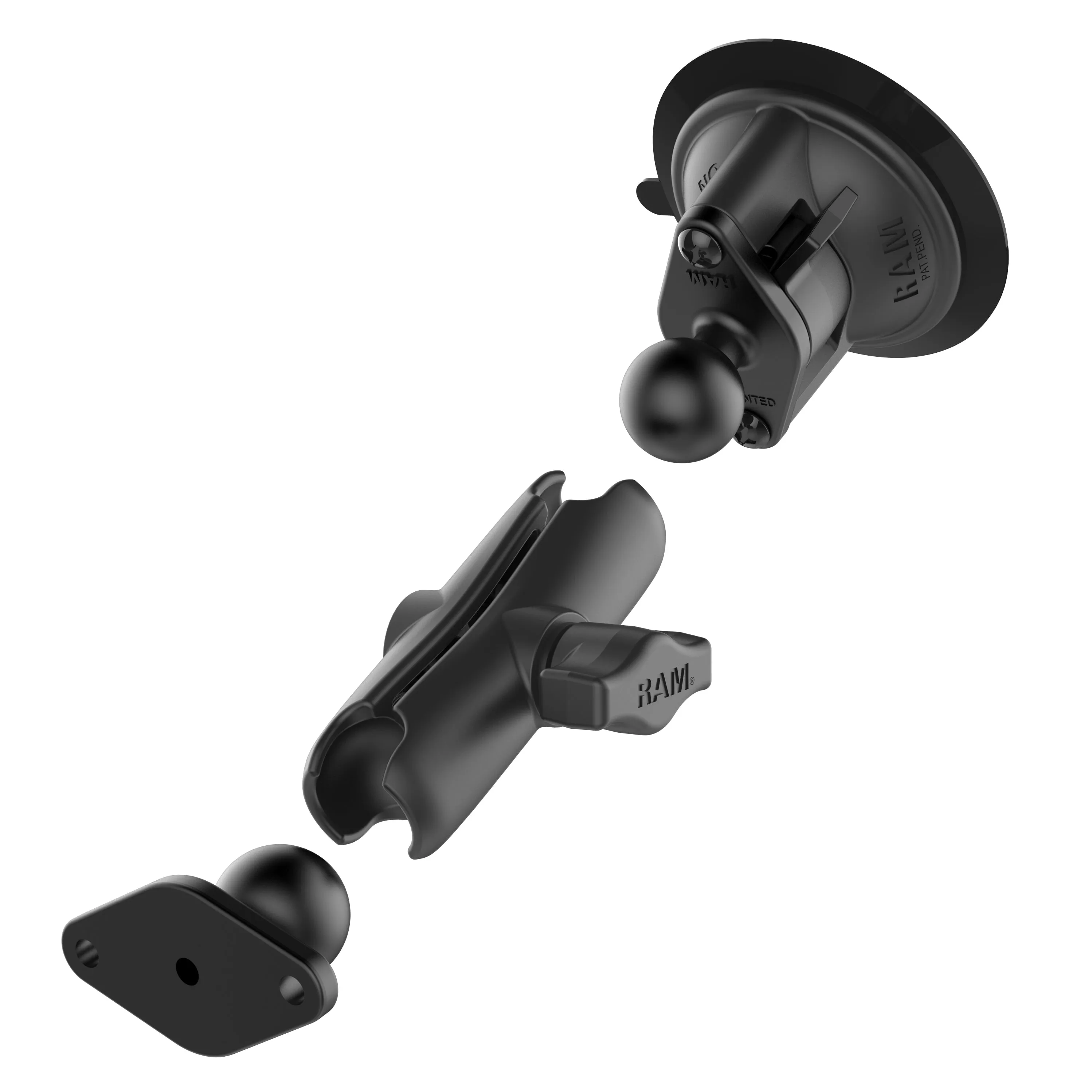 RAM® Twist-Lock™ Suction Cup Double Ball Mount - Medium