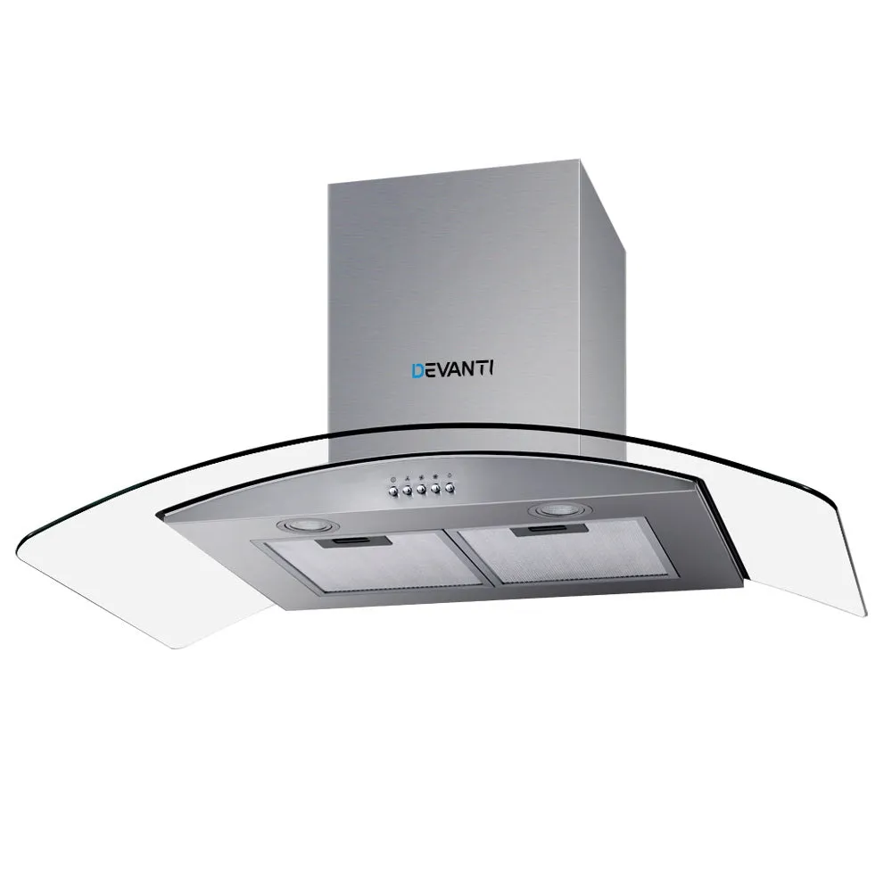 Range Hood 900mm Rangehood Kitchen Stainless Glass Canopy 90cm