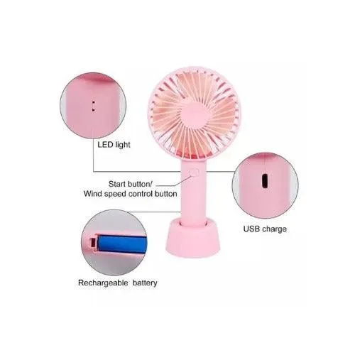 Rechargeable Mini Usb Hand Fan   Base   Battery- Sky Blue