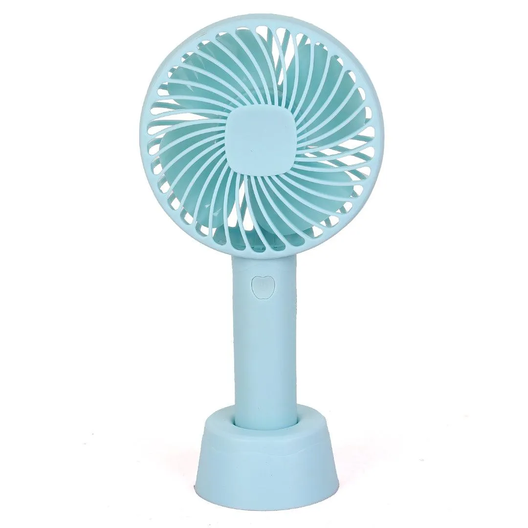 Rechargeable Mini Usb Hand Fan   Base   Battery- Sky Blue