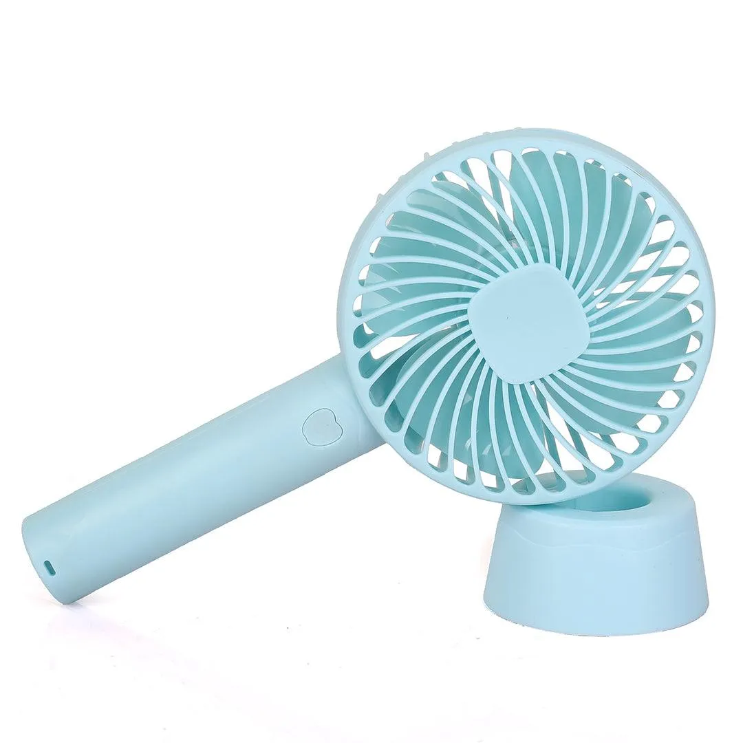 Rechargeable Mini Usb Hand Fan   Base   Battery- Sky Blue