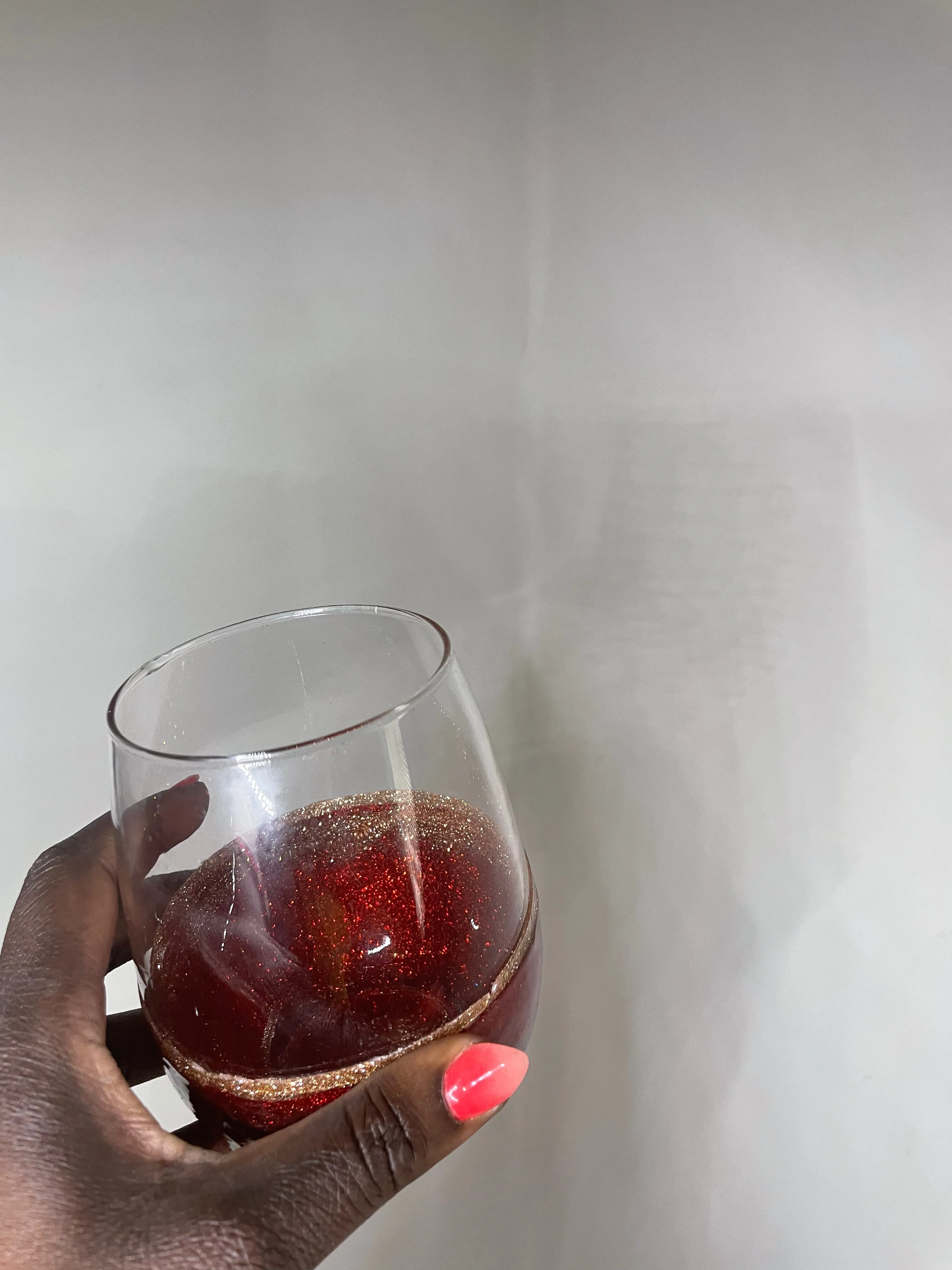 Red w/Gold Glittered Wine Glasses