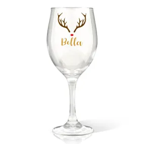 Reindeer Wine Glass