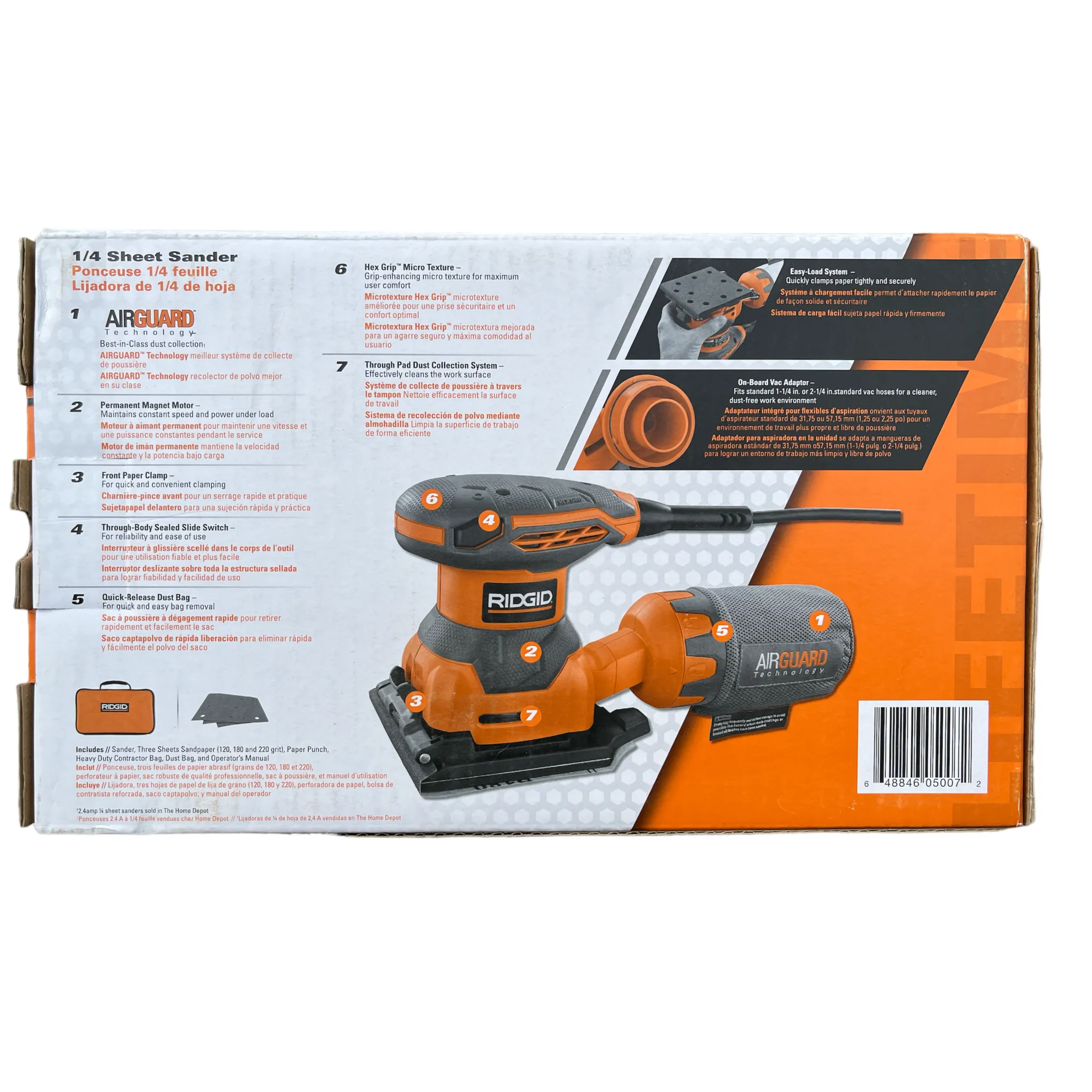 RIDGID 2.4 Amp 1/4 Sheet Sander with AIRGUARD Technology