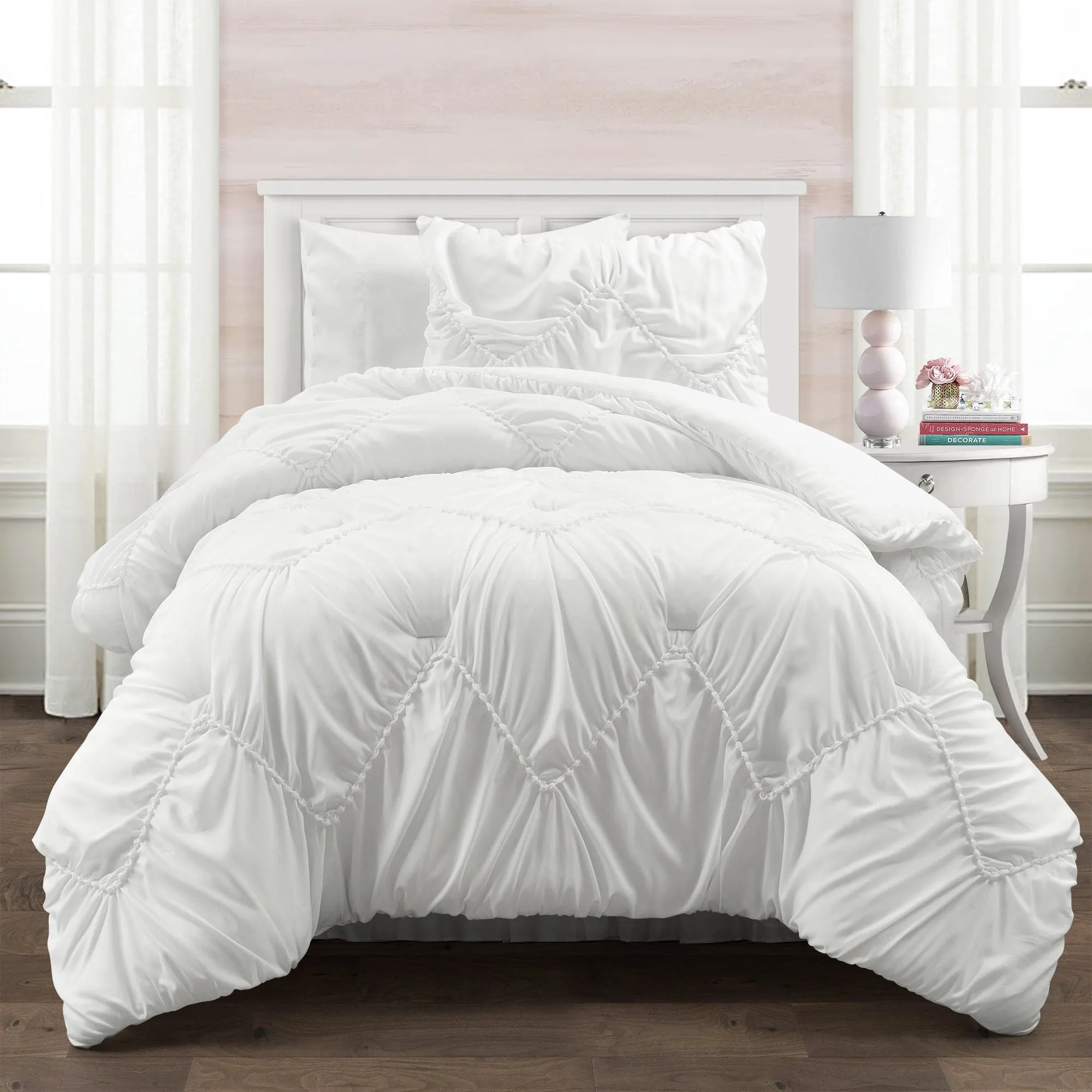 Ruched Chevron Comforter Set