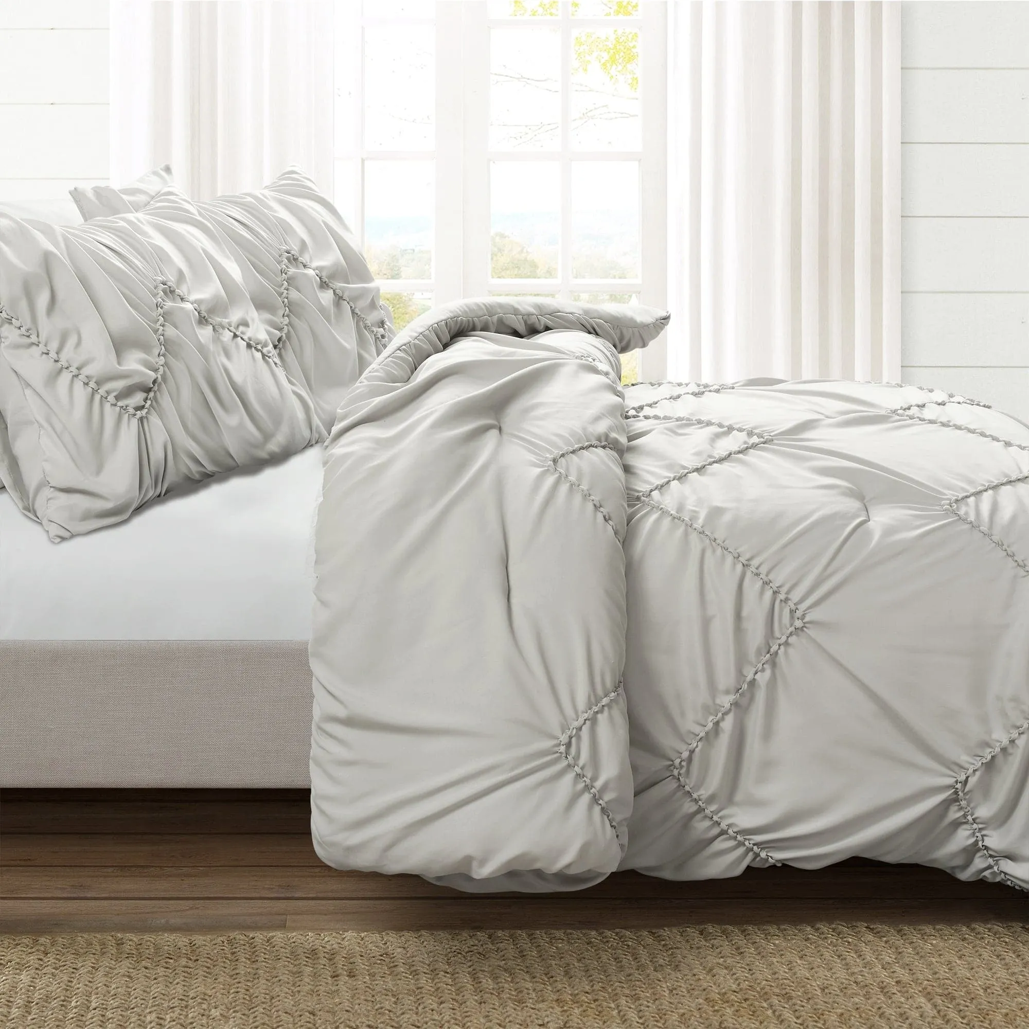 Ruched Chevron Comforter Set