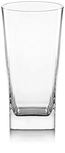 SAII Glass Water/Juice Glass Elegant Drinking Cups for Water Wine Juice Beer Cocktails and Mixed Drinks Heavy Duty Square Bottom for Bars Restaurants, Kitchen, Home - 6 Pieces, Clear, 300 ml