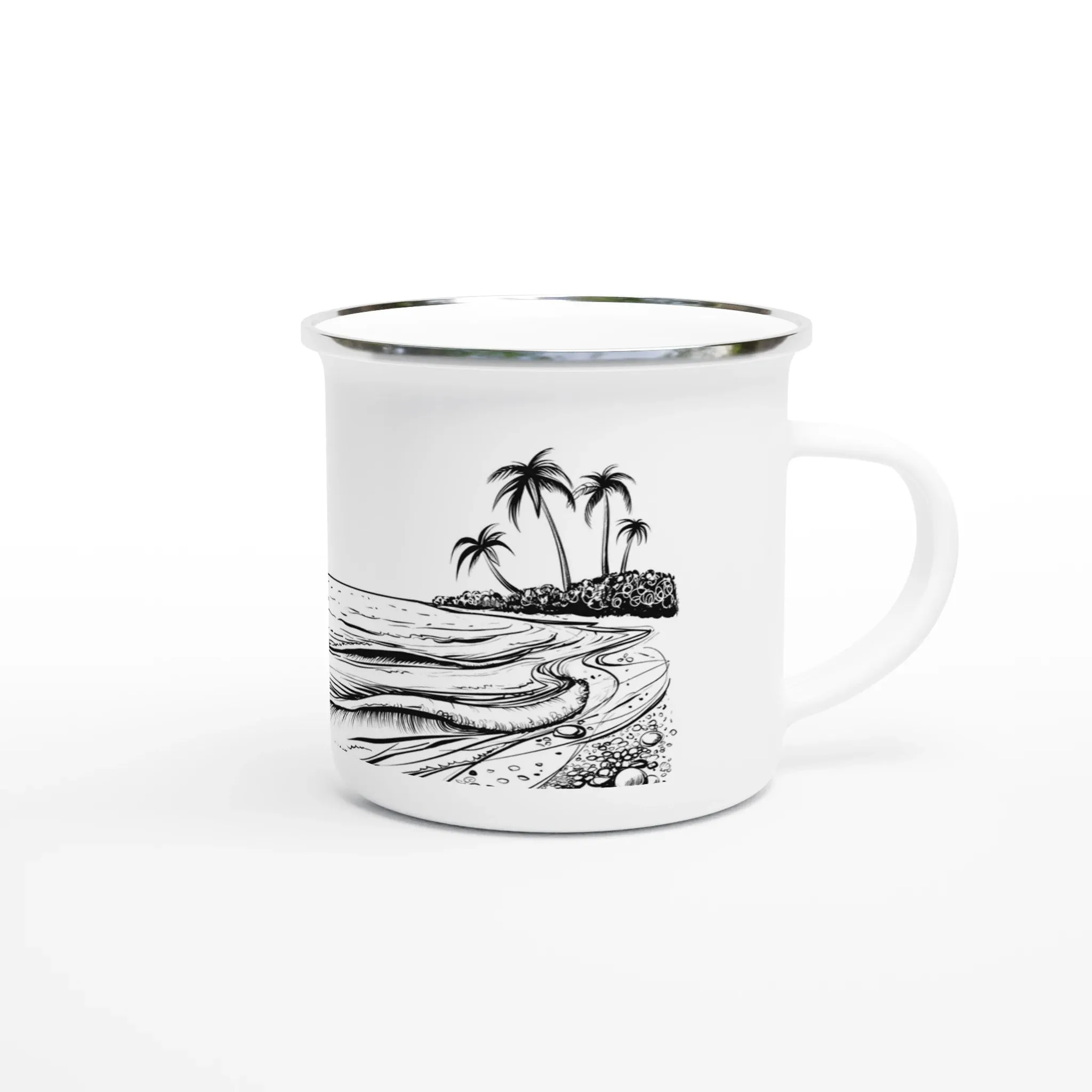 Sea Sketch Beach Design | Enamel Mug