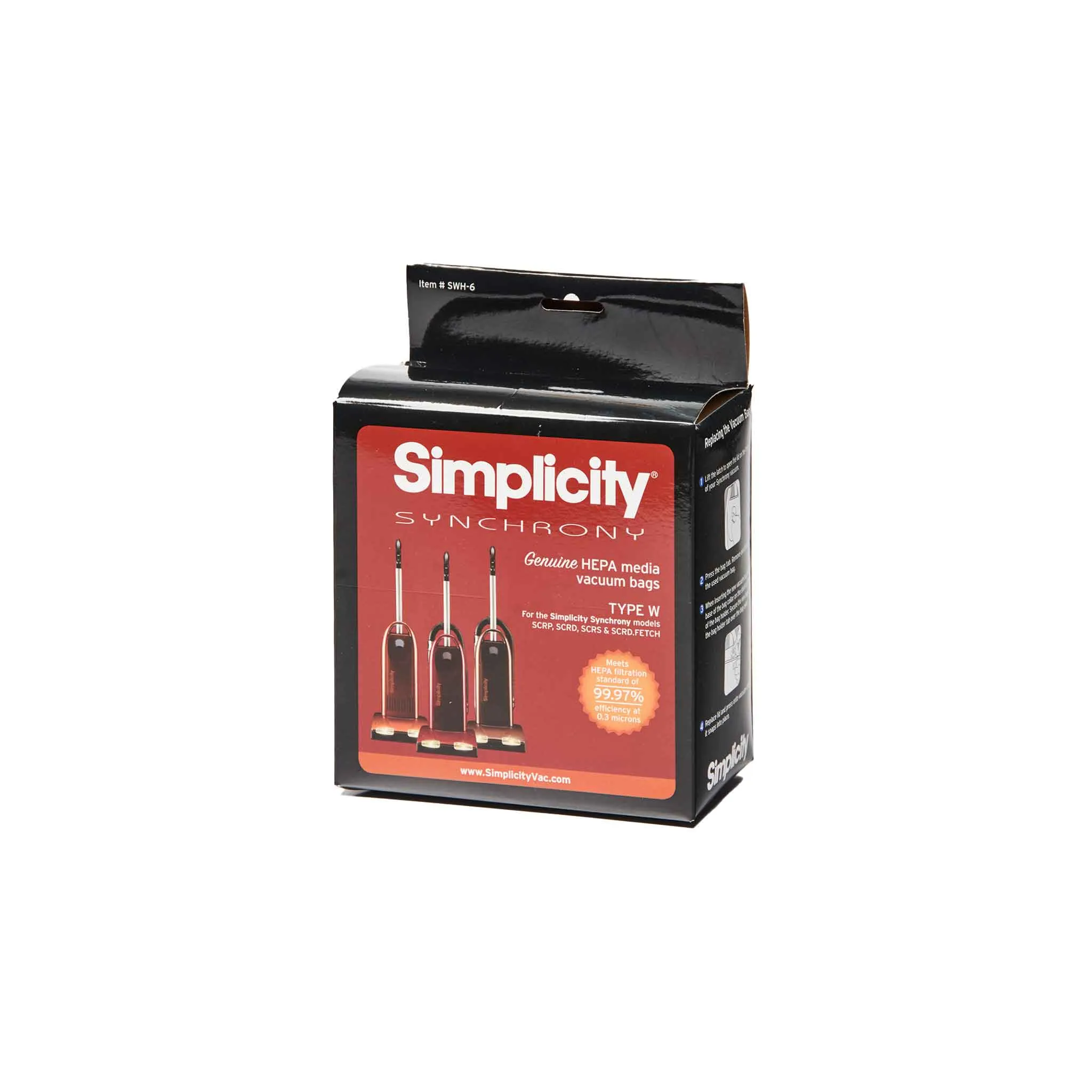 Simplicity Synchrony HEPA Media Bags (6 Pack) - SWH-6