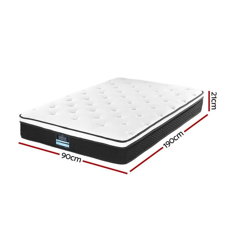 Single Package | Avis Wooden Trundle Bed Frame White, Bonita Pillow Top Mattress (Medium Firm) & Alessio Series Trundle Mattress (Medium Firm)