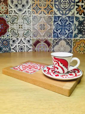 Single Turkish Coffee Cup with Saucer and Tray - Set I