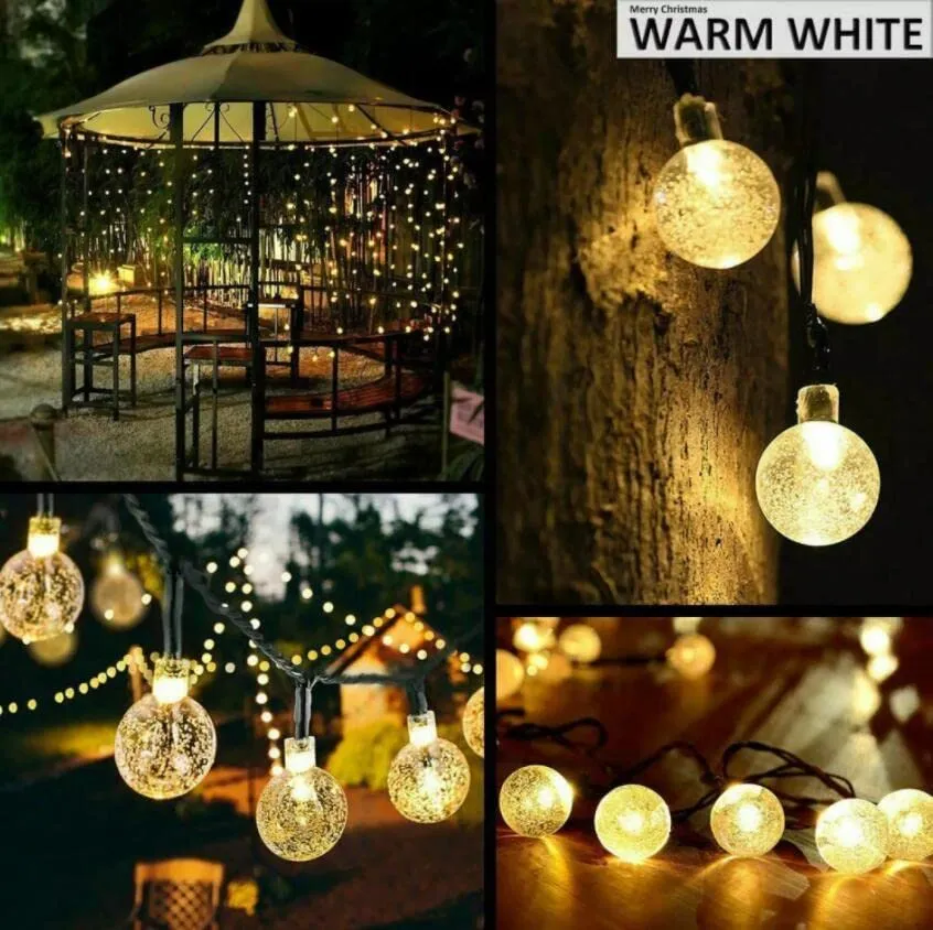 Solatec Solar String Lights, 2 Pack Outdoor String Light 60 LED 40ft 8 Lighting Modes Waterproof Solar Powered Patio Solar Light for Garden Yard Porch Wedding Party Decor (Warm White)