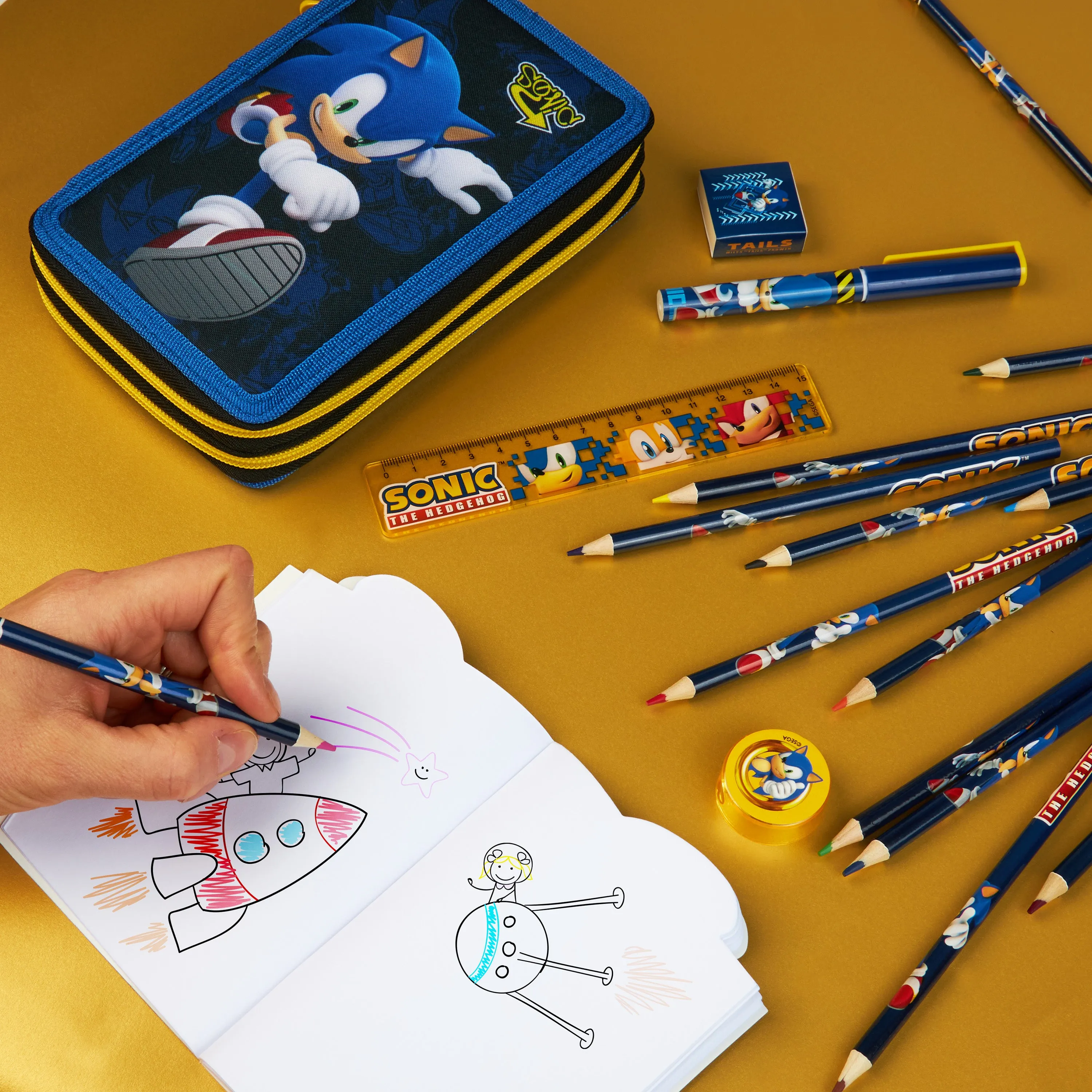 Sonic The Hedgehog Pencil Case with Stationery Included