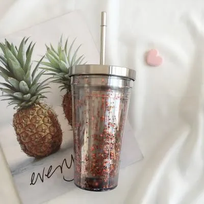 Stainless Steel Straw Colorful Sparkles Large Glass