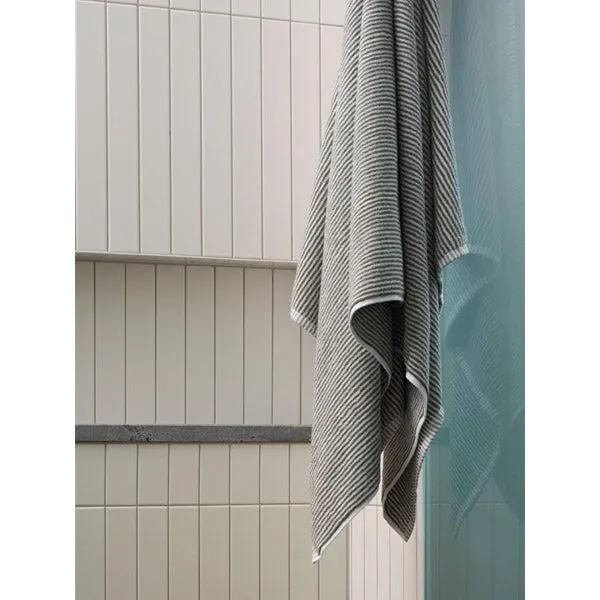 Stripe Cotton Bath Towel - Olive/White